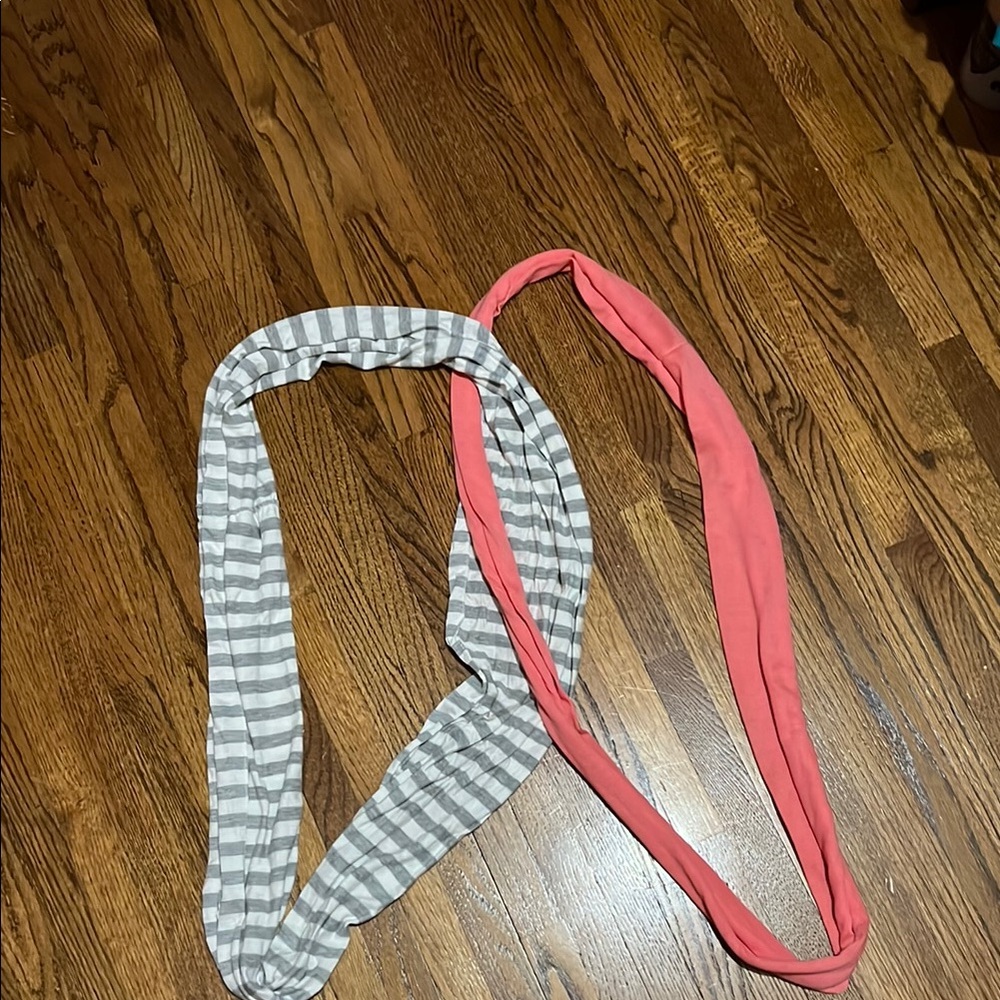 Striped Gray and Coral Headbands